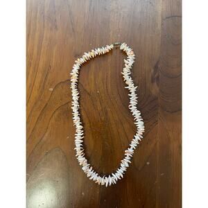 Pink Puka Shell Necklace with Screw Clasp, Vintage Y2K Vacation Tropical